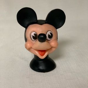 Vintage Disney Mickey Mouse Head Bottle Topper Bath Finger Puppet Collectible